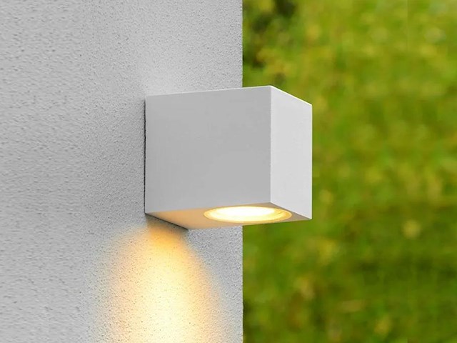 6 x wandlamp modern rechthoekig gu10 fitting zand wit waterdicht - afbeelding 2 van  5