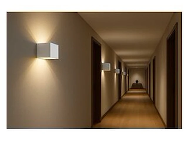 6 x wandlamp – tweerichtings led – kubus – 2 x 5w – wit - afbeelding 1 van  6