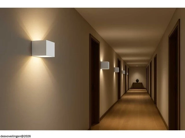 6 x wandlamp – tweerichtings led – kubus – 2 x 5w – wit - afbeelding 2 van  6