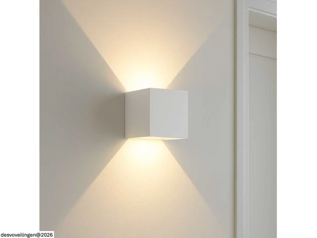 6 x wandlamp – tweerichtings led – kubus – 2 x 5w – wit - afbeelding 3 van  6