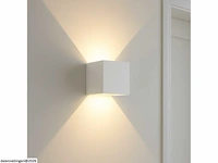 6 x wandlamp – tweerichtings led – kubus – 2 x 5w – wit - afbeelding 3 van  6