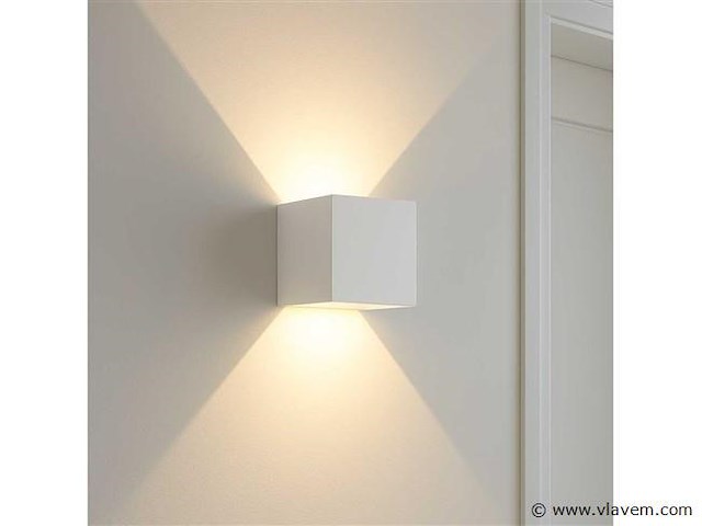 6 x wandlamp – tweerichtings led – kubus – 2 x 5w – wit - afbeelding 2 van  5