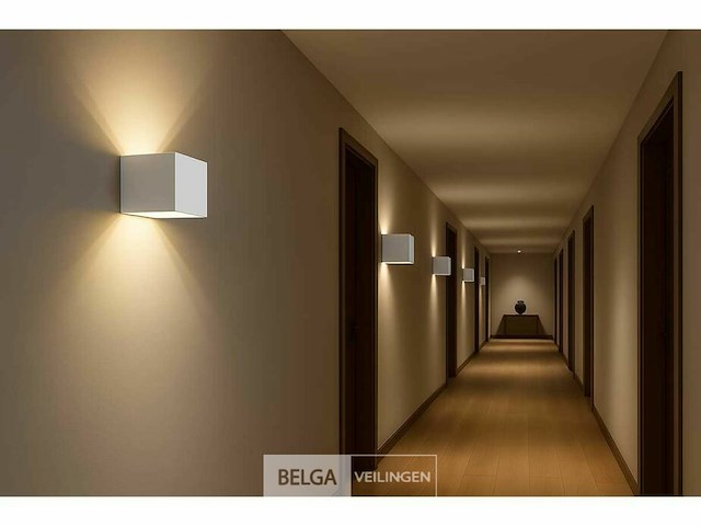 6 x wandlamp – tweerichtings led – kubus – 2 x 5w – wit - afbeelding 1 van  6