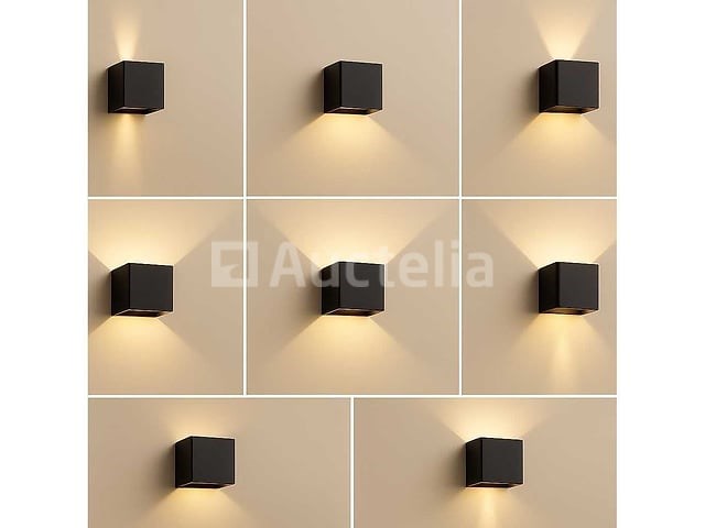 6 x wandlamp – tweerichtings led – kubus – 2 x 5w – zwart - afbeelding 5 van  5