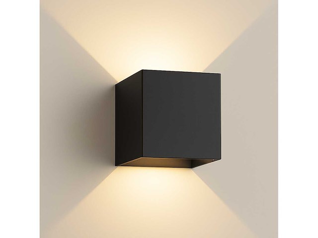 6 x wandlamp – tweerichtings led – kubus – 2 x 5w – zwart - afbeelding 8 van  10