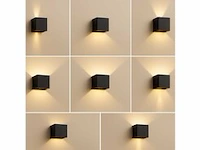 6 x wandlamp – tweerichtings led – kubus – 2 x 5w – zwart