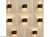 6 x wandlamp – tweerichtings led – kubus – 2 x 5w – zwart - afbeelding 2 van  6