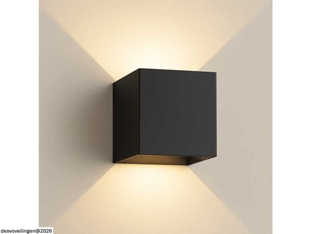 6 x wandlamp – tweerichtings led – kubus – 2 x 5w – zwart - afbeelding 3 van  6