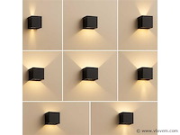6 x wandlamp – tweerichtings led – kubus – 2 x 5w – zwart - afbeelding 1 van  5