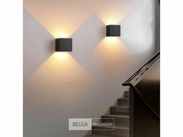 6 x wandlamp – tweerichtings led – kubus – 2 x 5w – zwart - afbeelding 5 van  6