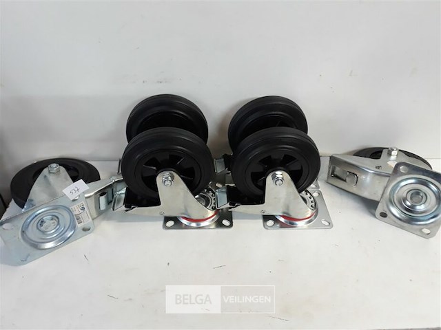 6 x zwenkwiel met rem 160mm max 150kg - afbeelding 2 van  3