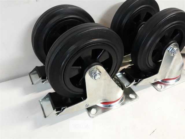 6 x zwenkwiel met rem 160mm max 150kg - afbeelding 3 van  3