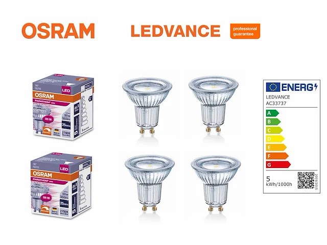 60 x osram 4.5 watt gu10 led lampjes, dimbaar - afbeelding 9 van  9