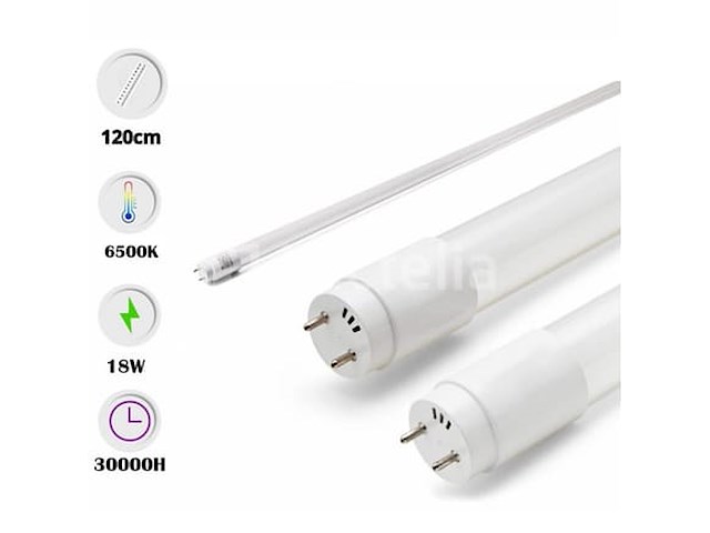 60 x t8 led buizen – 18w – 120cm – 6500k koud wit – - afbeelding 1 van  5