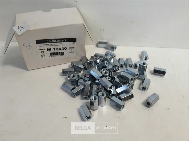 60 x verbindingsmoer verzinkt m10 x 30 mm - afbeelding 2 van  3