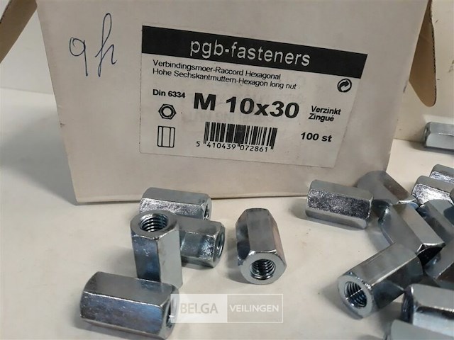60 x verbindingsmoer verzinkt m10 x 30 mm - afbeelding 3 van  3