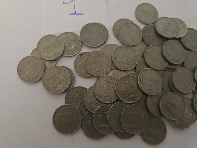 60x belgië: 1-frank munten gemengd (1950–1960) - afbeelding 2 van  5