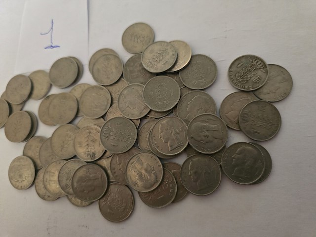 60x belgië: 1-frank munten gemengd (1950–1960) - afbeelding 3 van  5