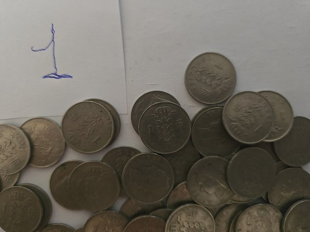 60x belgië: 1-frank munten gemengd (1950–1960) - afbeelding 4 van  5