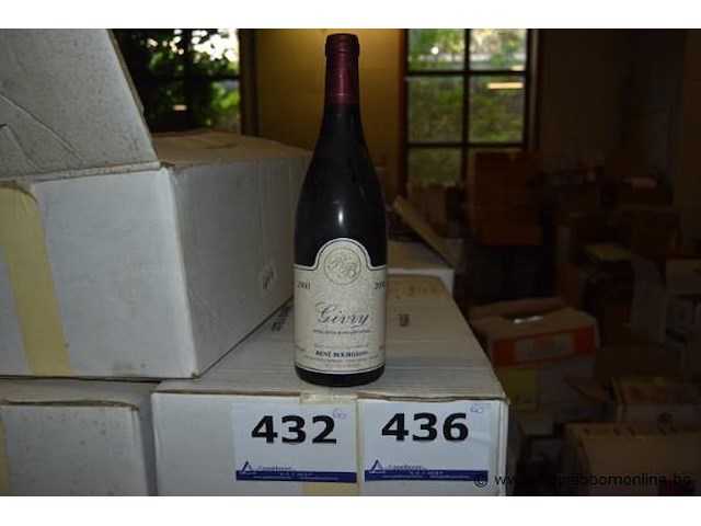 60x fles rode wijn, rené bourgeon, givry, 2000, 75cl - afbeelding 1 van  2