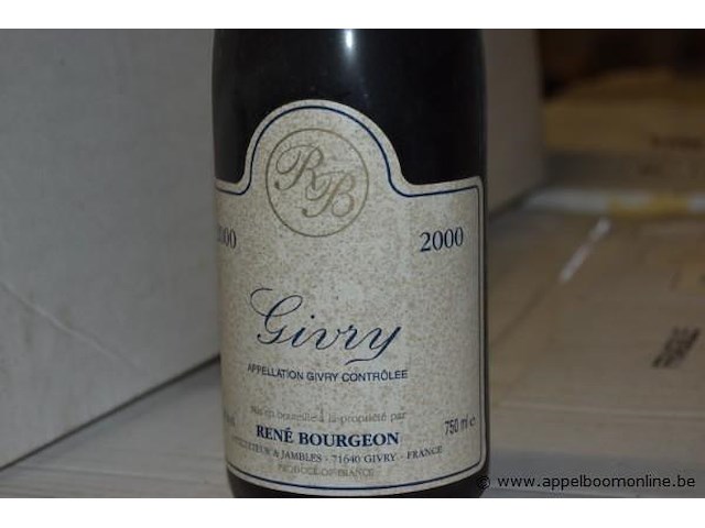 60x fles rode wijn, rené bourgeon, givry, 2000, 75cl - afbeelding 2 van  3
