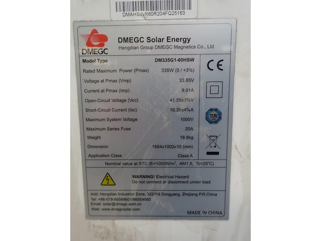 65 x zonnepaneel dmegc 335 g1 60 hsw (21.775 wp) - afbeelding 3 van  3