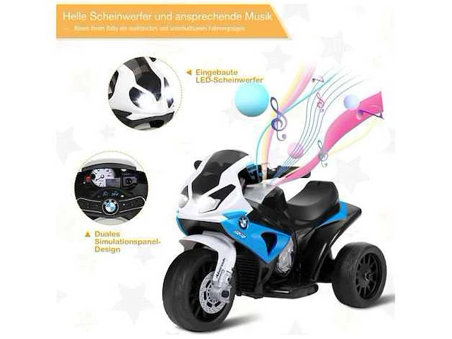 6v elektrische motorfiets voor kinderen, 66 x 37 x 44,5 cm, blauw - afbeelding 4 van  5