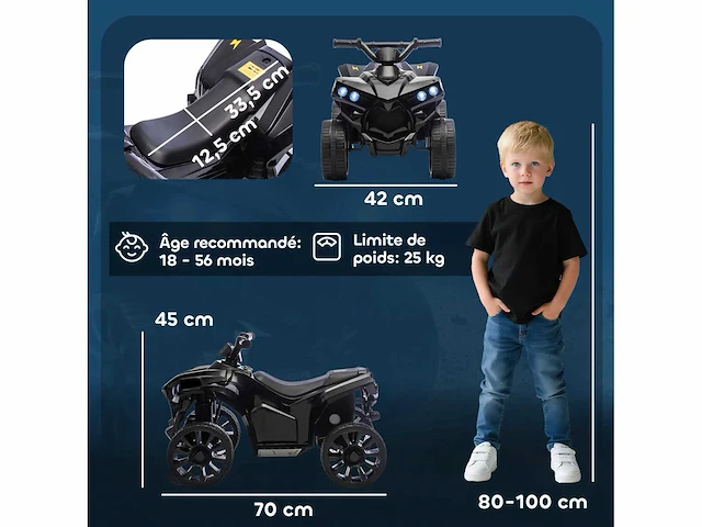6v kinderen elektrische quad, kinderen atv elektrische auto, muziek & led-koplampen - afbeelding 3 van  6