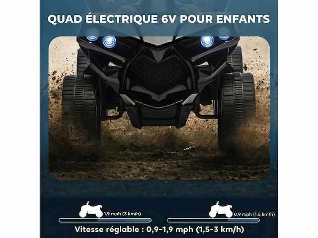 6v kinderen elektrische quad, kinderen atv elektrische auto, muziek & led-koplampen - afbeelding 4 van  6