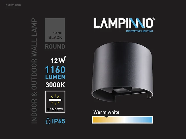 (6x) 12w led zwart wandlamp rond duo licht... - afbeelding 4 van  8