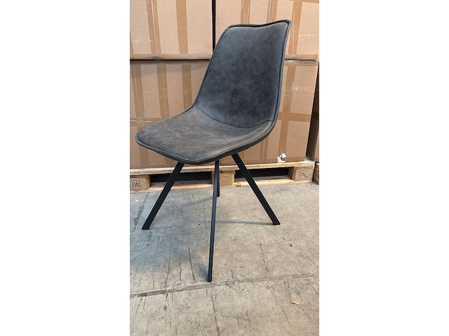 6x antraciet microfiber eetkamerstoel - afbeelding 1 van  1