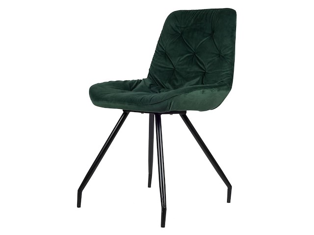 6x design eetkamerstoel groen velvet - afbeelding 1 van  5