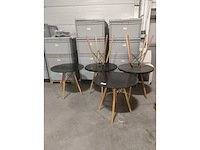 6x design tafel met houten poten zwart diam 80cm (6x) - afbeelding 2 van  2