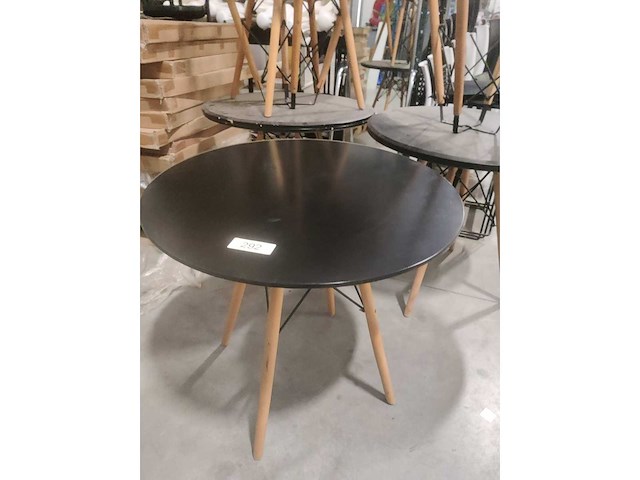 6x design tafel met houten poten zwart diam 80cm - afbeelding 2 van  2