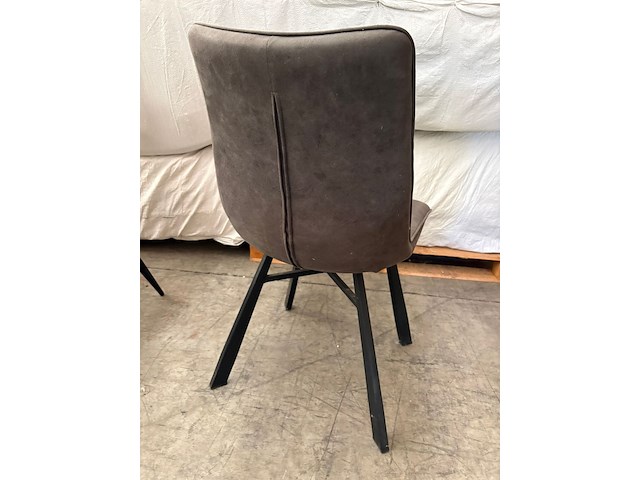 6x eetkamerstoel antraciet microfiber - afbeelding 1 van  3