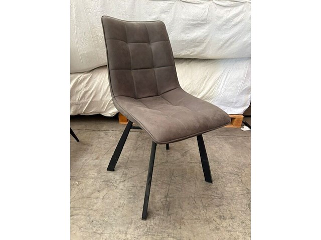 6x eetkamerstoel antraciet microfiber - afbeelding 2 van  3