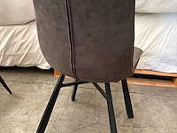 6x eetkamerstoel antraciet microfiber - afbeelding 1 van  3