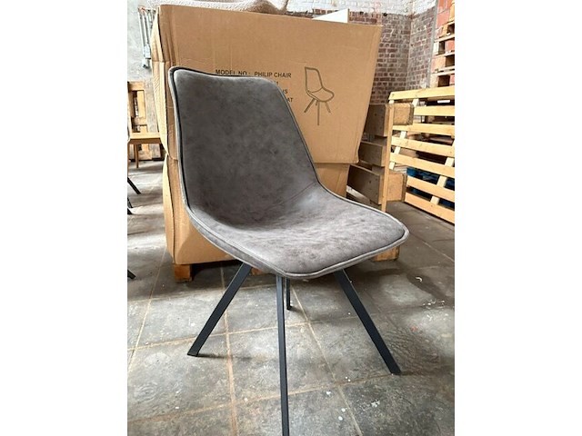 6x eetkamerstoel antraciet microfiber - afbeelding 2 van  2