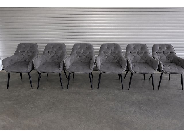 6x eetkamerstoel grey velvet - afbeelding 1 van  1