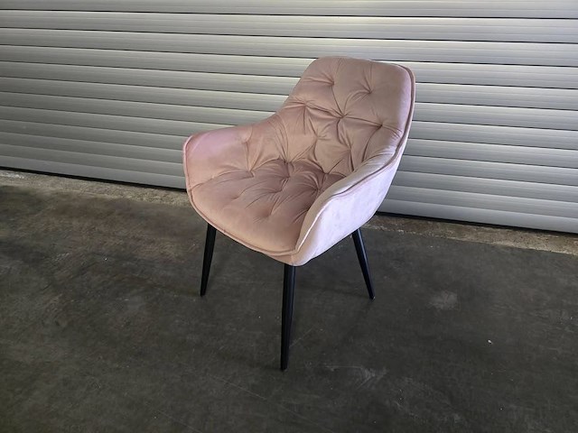 6x eetkamerstoel pink velvet - afbeelding 1 van  2
