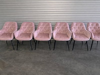 6x eetkamerstoel pink velvet - afbeelding 2 van  2