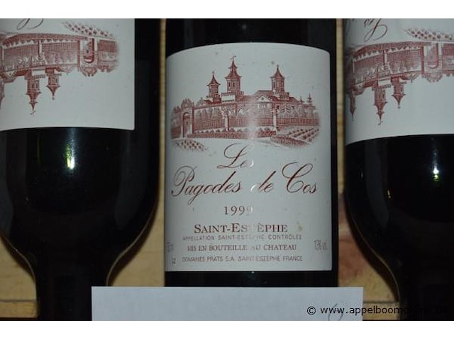 6x fles rode wijn, les pagodes de cos, saint-estèphe, 1999 - afbeelding 2 van  3