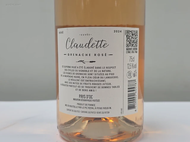 (6x) fles(sen) claudette cuvee grenache rose 75 - afbeelding 5 van  6