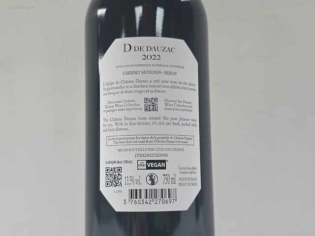 (6x) fles(sen) de dauzac bordeaux superieur 75 - afbeelding 6 van  7