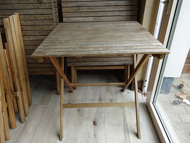 6x inklapbare houten terrastafel + 20x inklapbare terrasstoel perfect homeshop - afbeelding 2 van  3