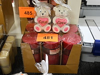 6x kaarsen rood + 2 beertjes - afbeelding 1 van  1