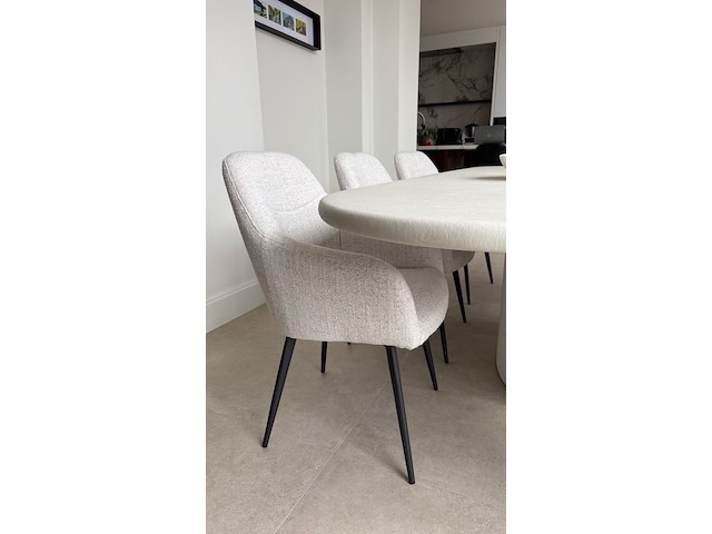 6x luxe eetkamerstoel - beige stof - afbeelding 1 van  5