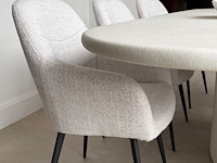 6x luxe eetkamerstoel - beige stof - afbeelding 1 van  5