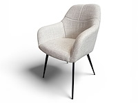 6x luxe eetkamerstoel - beige stof - afbeelding 2 van  5