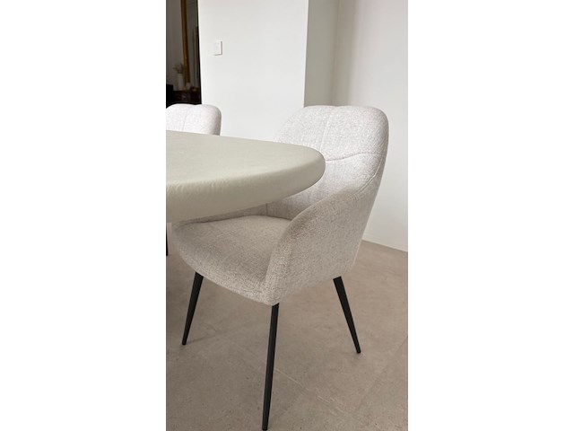 6x luxe eetkamerstoel - beige stof - afbeelding 5 van  5